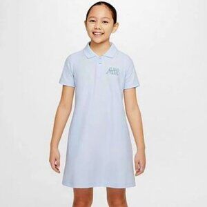🆕 Nike Girl's Sportwear Air Polo 'Football Grey/Worn Blue' Dress